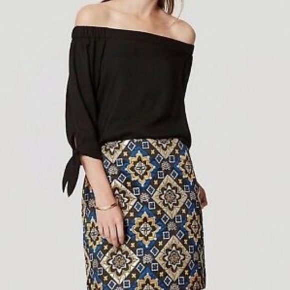 Loft Off shoulder tie sleeve Blouse - Picture 1 of 8